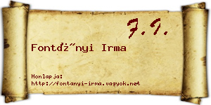 Fontányi Irma névjegykártya